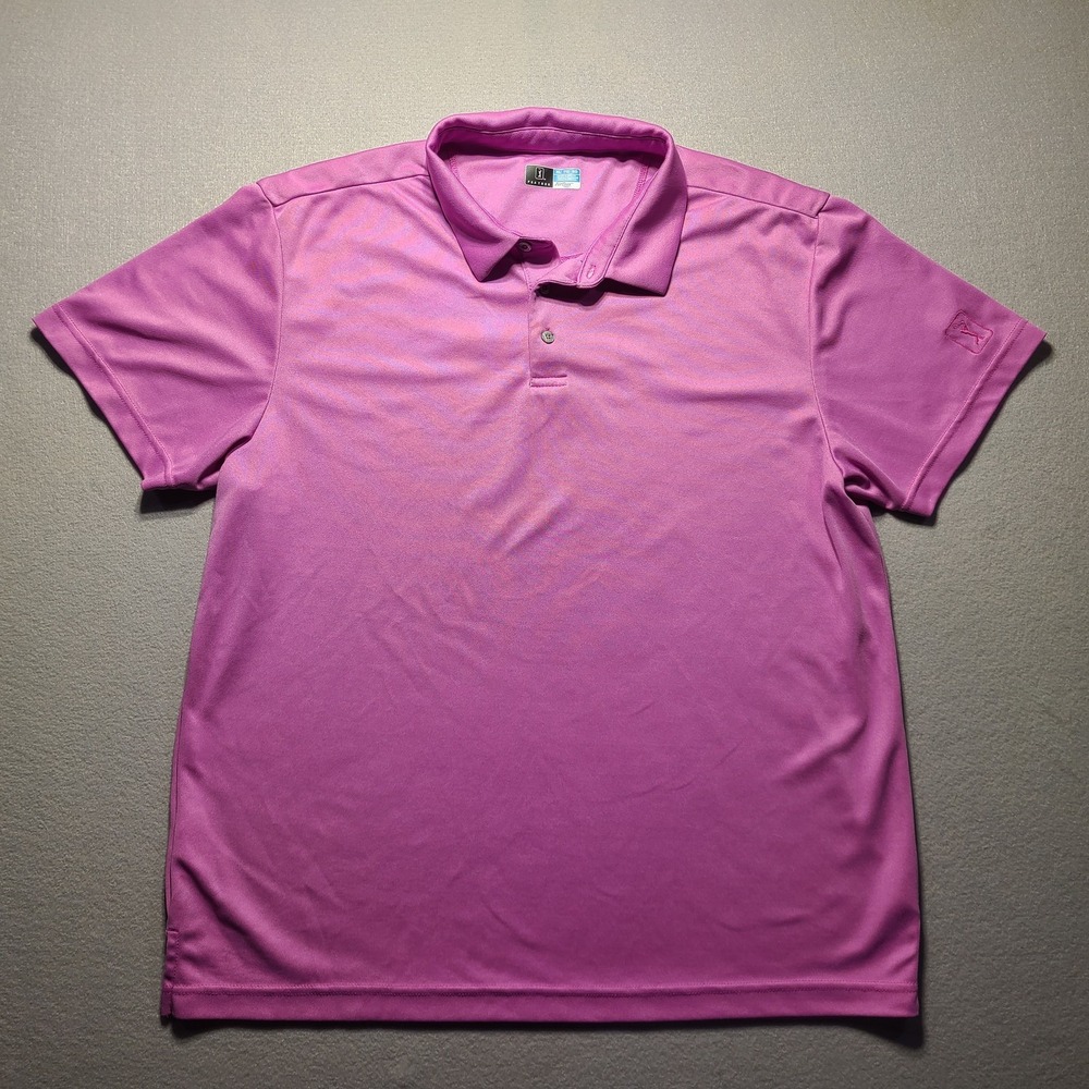 PGA Tour Airflux Men's XL Pink Short Sleeve Golf Polo Shirt Performance
